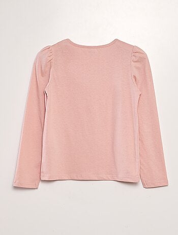 T-shirt tinta unita con spalle arricciate