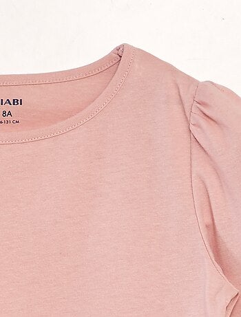 T-shirt tinta unita con spalle arricciate