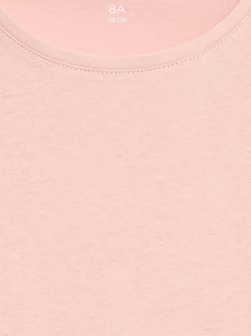 T-shirt tinta unita con spalle arricciate ROSA - Kiabi