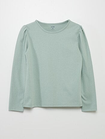T-shirt tinta unita con spalle arricciate