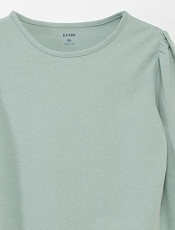 T-shirt tinta unita con spalle arricciate