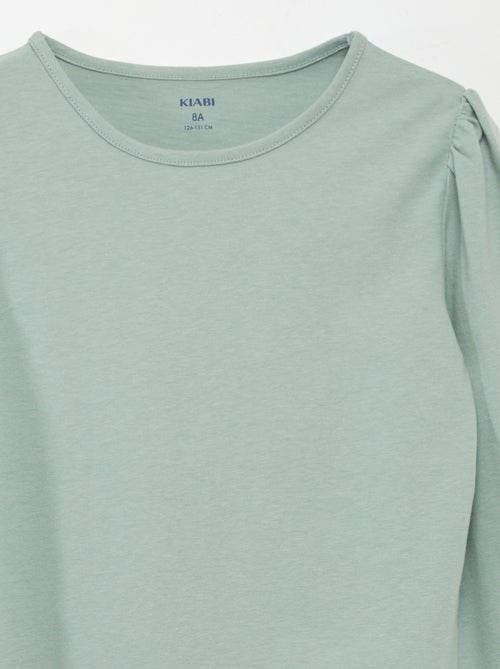 T-shirt tinta unita con spalle arricciate - Kiabi