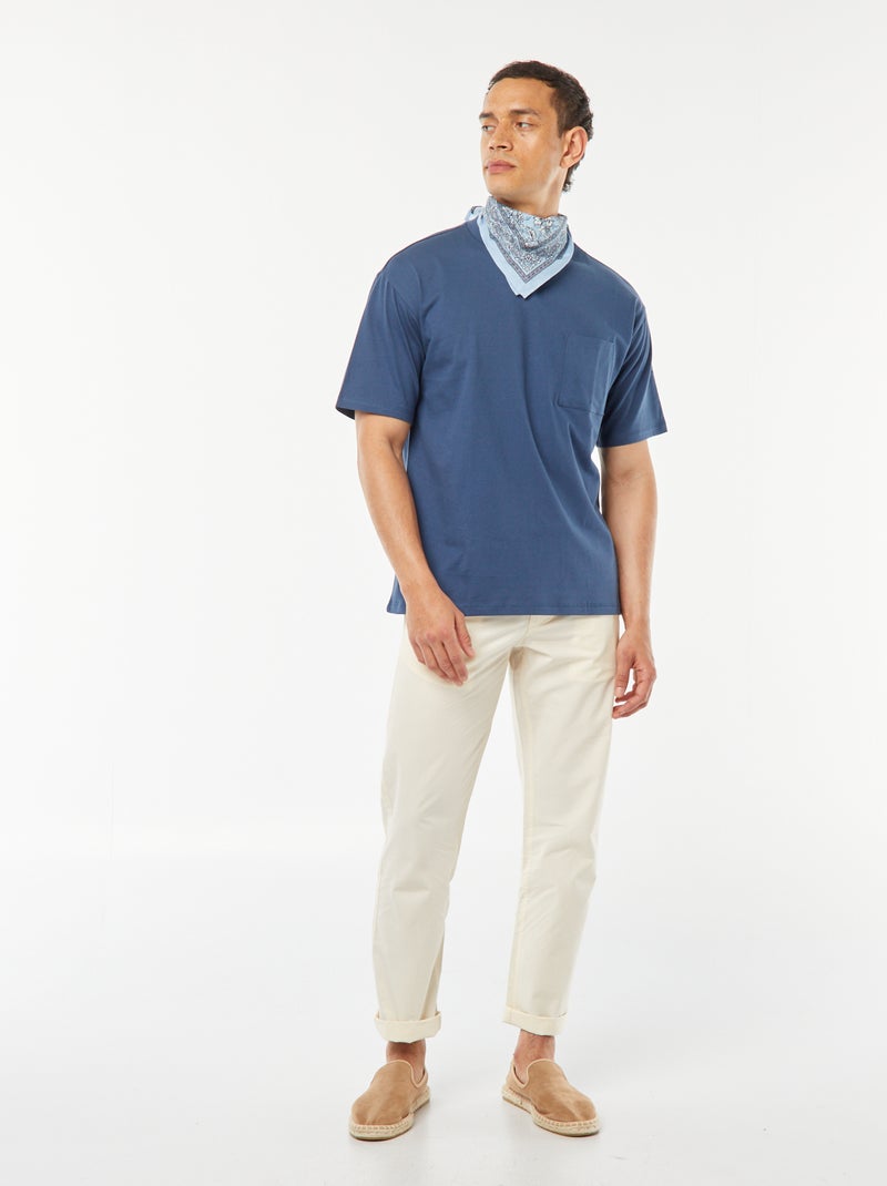 T-shirt tinta unita con taschino BLU - Kiabi