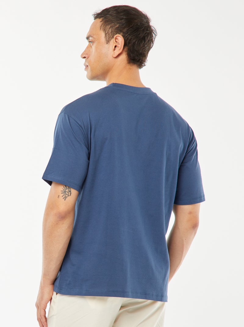 T-shirt tinta unita con taschino BLU - Kiabi