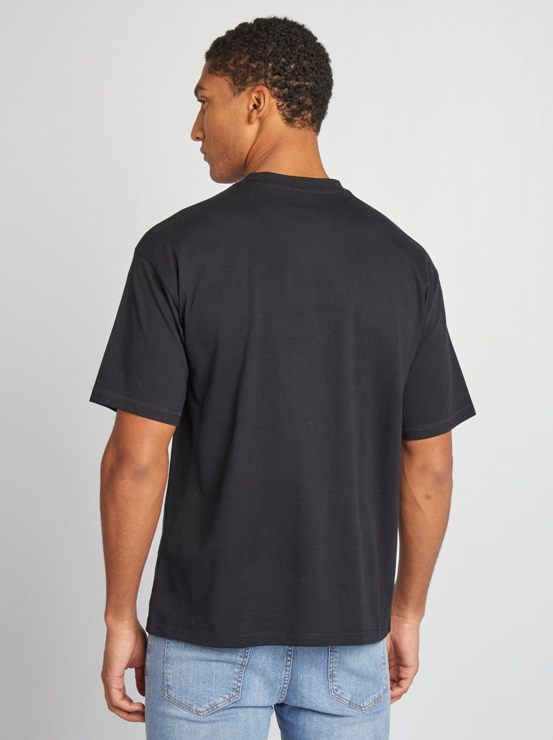 T-shirt tinta unita con taschino nero - Kiabi