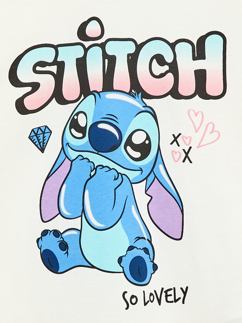 T-shirt tinta unita \'Disney\' \'Stitch\' in cotone Bianco - Kiabi
