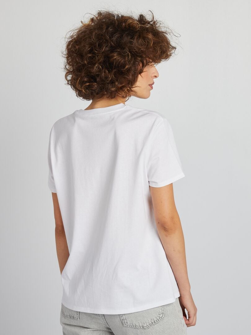 T-shirt tinta unita in jersey bianco - Kiabi