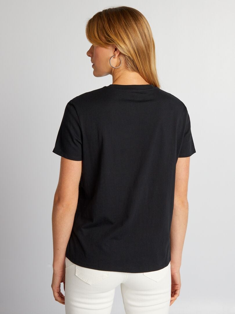 T-shirt tinta unita in jersey nero - Kiabi