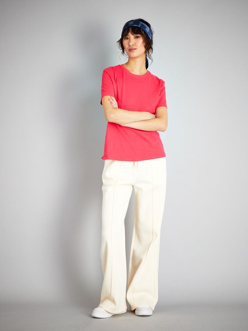 T-shirt tinta unita in jersey Rosa - Kiabi