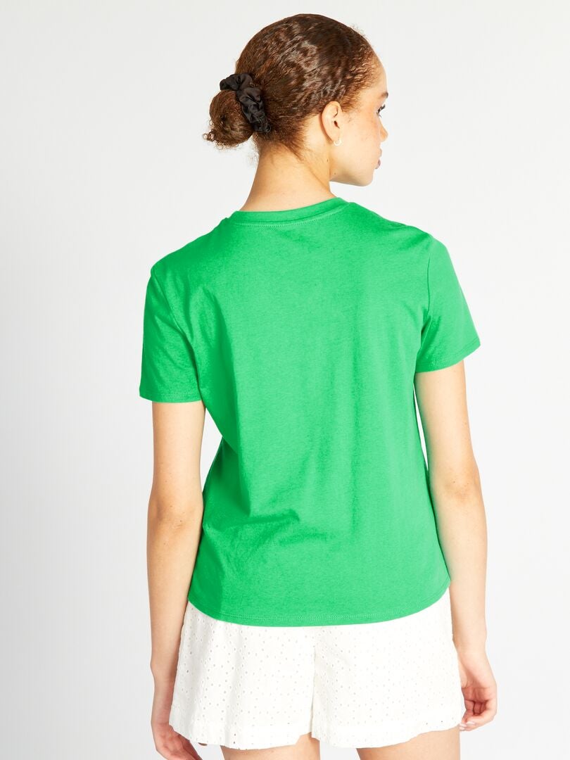 T-shirt tinta unita in jersey Verde - Kiabi