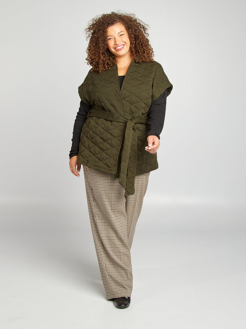 T-shirt tinta unita in maglia a coste nero - Kiabi