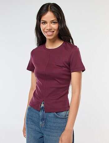 T-shirt basic in maglia a costine sottili