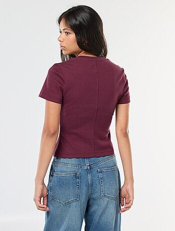 T-shirt basic in maglia a costine sottili