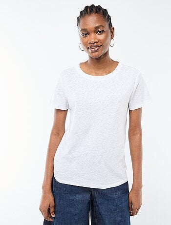 T-shirt tinta unita in misto lino