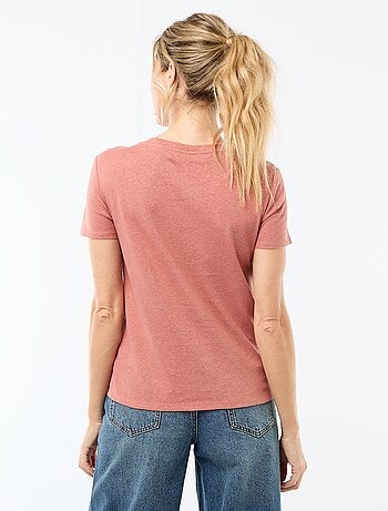 T-shirt tinta unita in misto lino