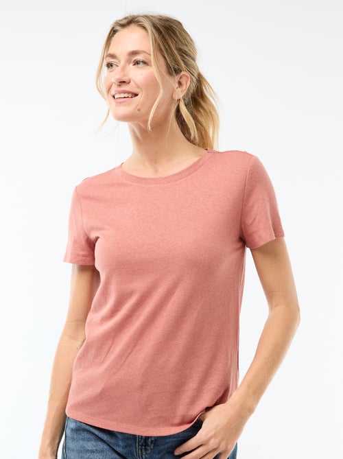 T-shirt tinta unita in misto lino - Kiabi