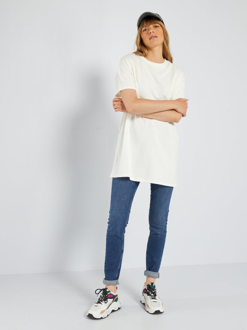 T-shirt tinta unita maniche corte BIANCO - Kiabi