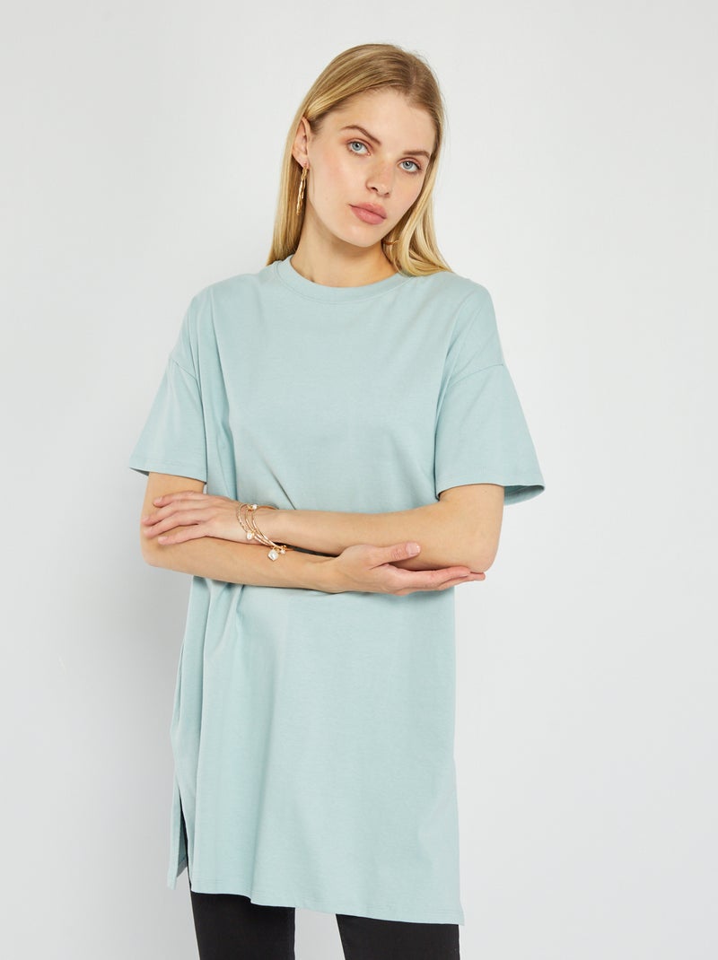 T-shirt tinta unita maniche corte BLU - Kiabi