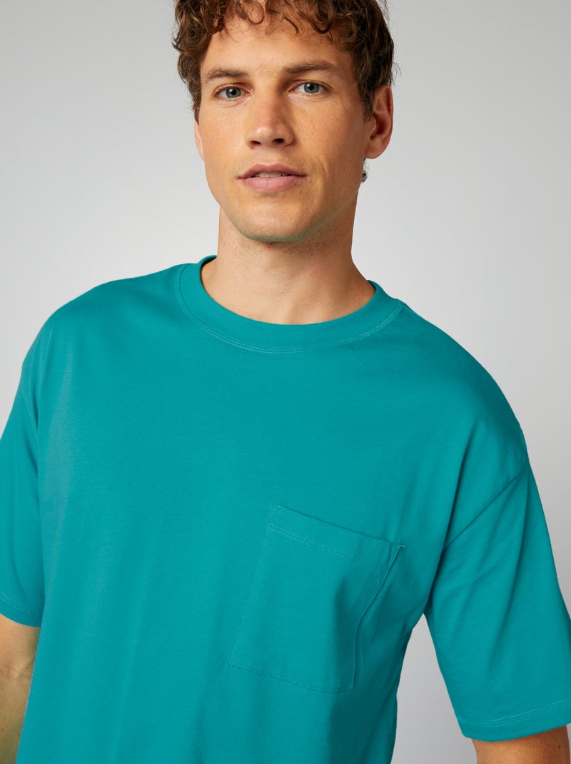 T-shirt tinta unita modello ampio blu baltico - Kiabi