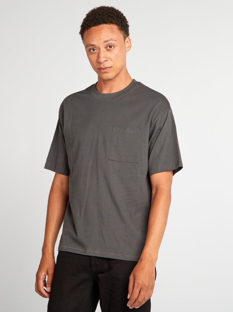 T-shirt tinta unita modello ampio GRIGIO - Kiabi