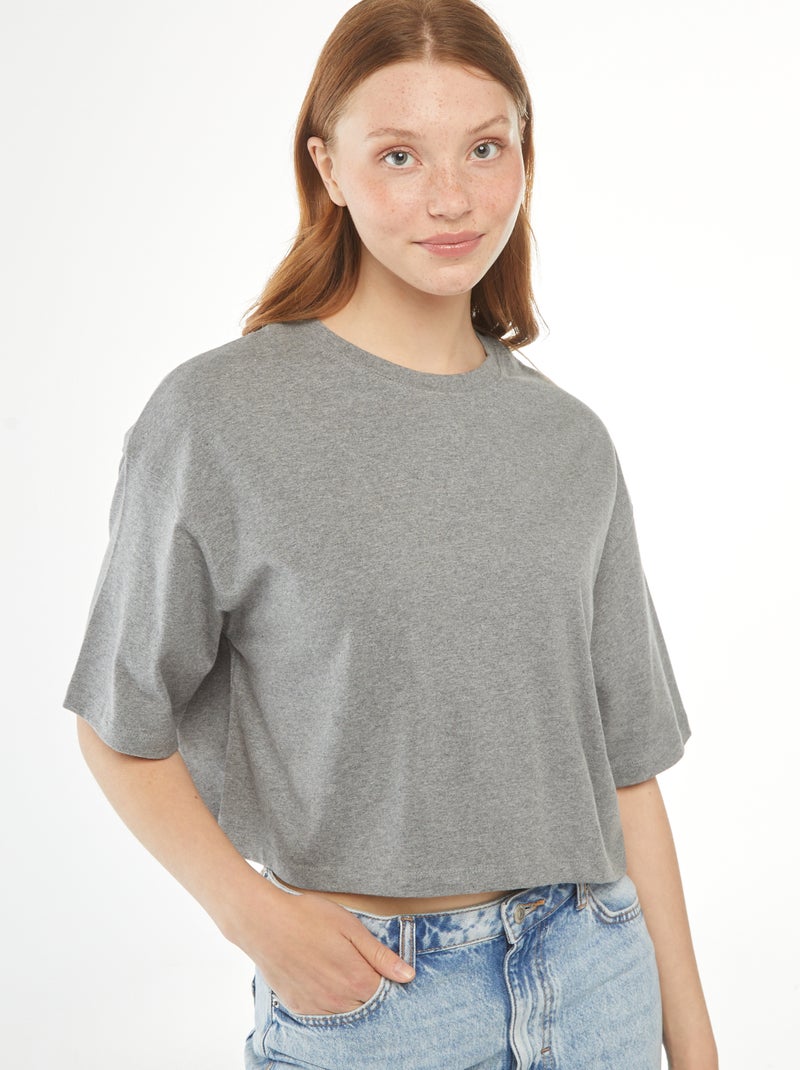 T-shirt tinta unita modello corto maniche corte Grigio - Kiabi