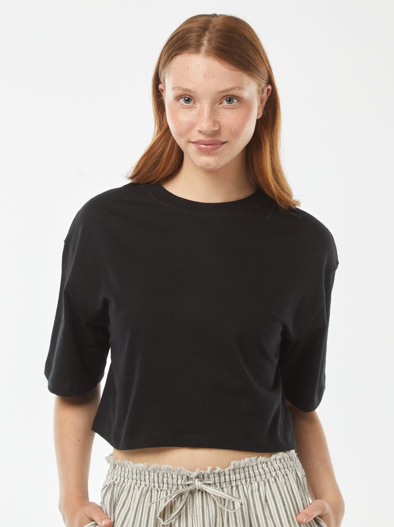 T-shirt tinta unita modello corto maniche corte Nero - Kiabi