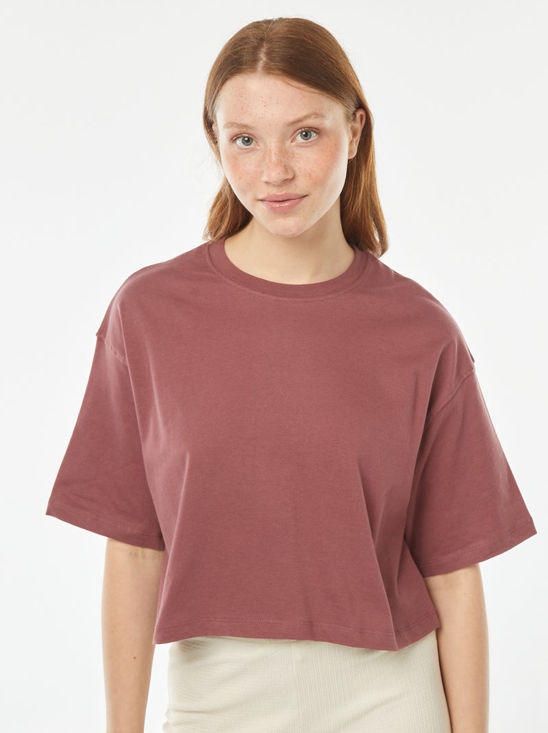 T-shirt tinta unita modello corto maniche corte Rosa - Kiabi