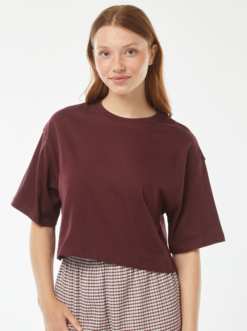 T-shirt tinta unita modello corto maniche corte rosso - Kiabi