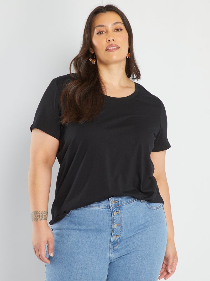 T-shirt tinta unita nero - Kiabi