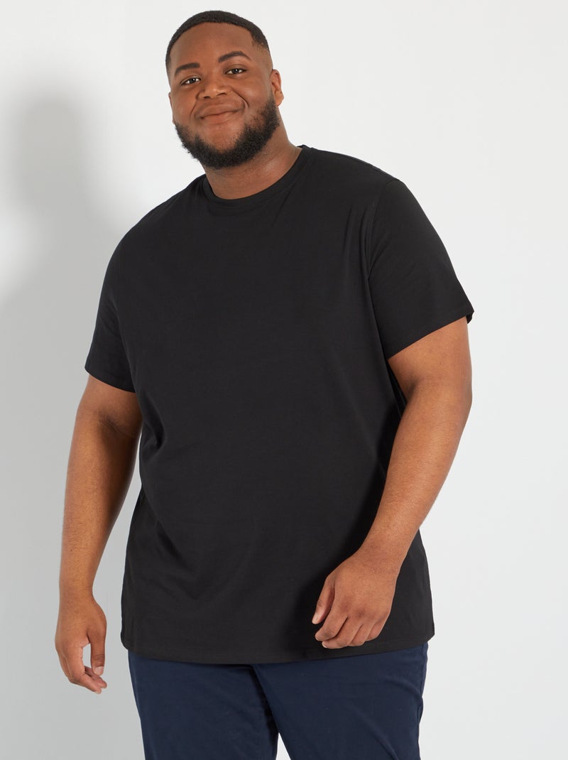 T-shirt tinta unita puro cotone Nero - Kiabi