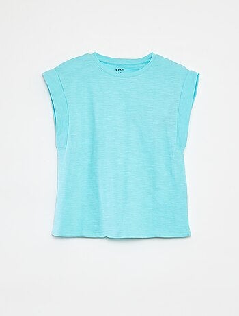 T-shirt tinta unita senza maniche