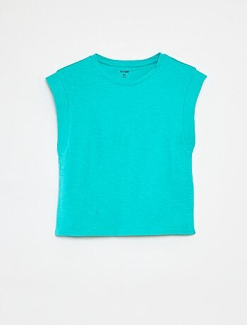 T-shirt tinta unita senza maniche