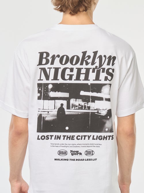 T-shirt tinta unita stampa davanti/dietro a maniche lunghe - Kiabi