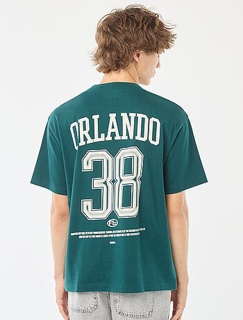 T-shirt tinta unita stampa davanti/dietro a maniche lunghe
