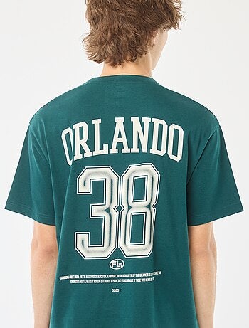 T-shirt tinta unita stampa davanti/dietro a maniche lunghe