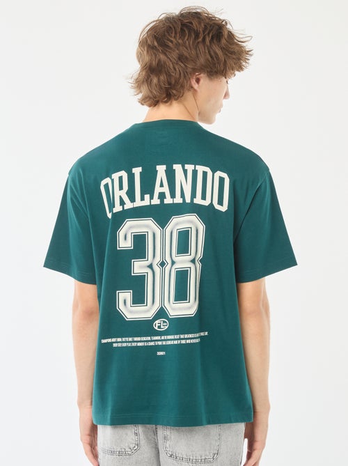 T-shirt tinta unita stampa davanti/dietro a maniche lunghe - Kiabi