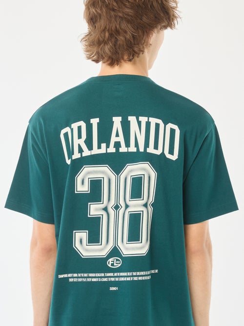 T-shirt tinta unita stampa davanti/dietro a maniche lunghe - Kiabi