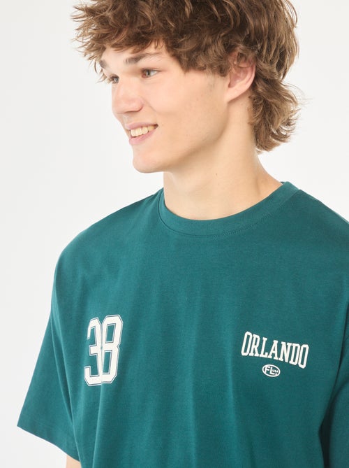 T-shirt tinta unita stampa davanti/dietro a maniche lunghe - Kiabi