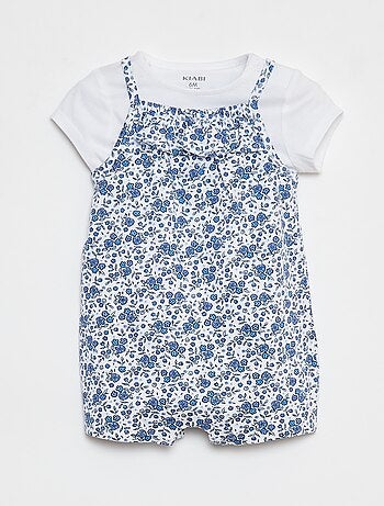 T-shirt + tuta corta con stampa a fiori - 2 pezzi