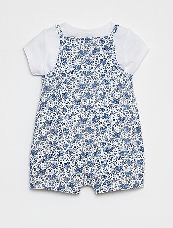 T-shirt + tuta corta con stampa a fiori - 2 pezzi