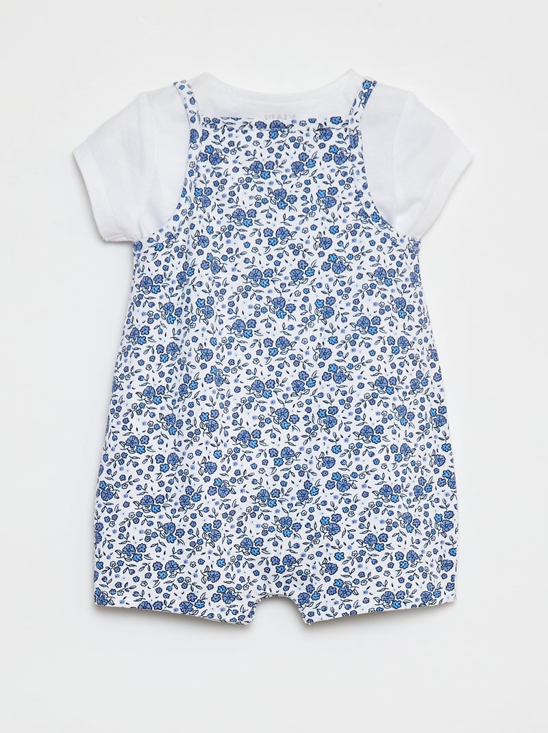 T-shirt + tuta corta con stampa a fiori - 2 pezzi BIANCO - Kiabi