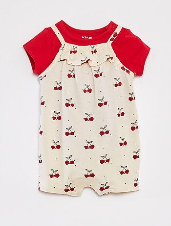 T-shirt + tuta corta con stampa a fiori - 2 pezzi