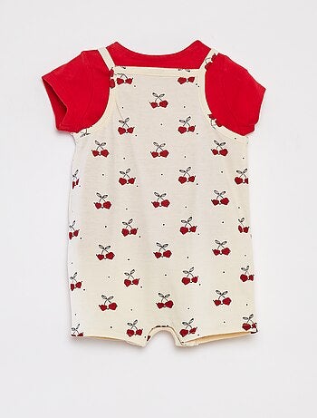 T-shirt + tuta corta con stampa a fiori - 2 pezzi