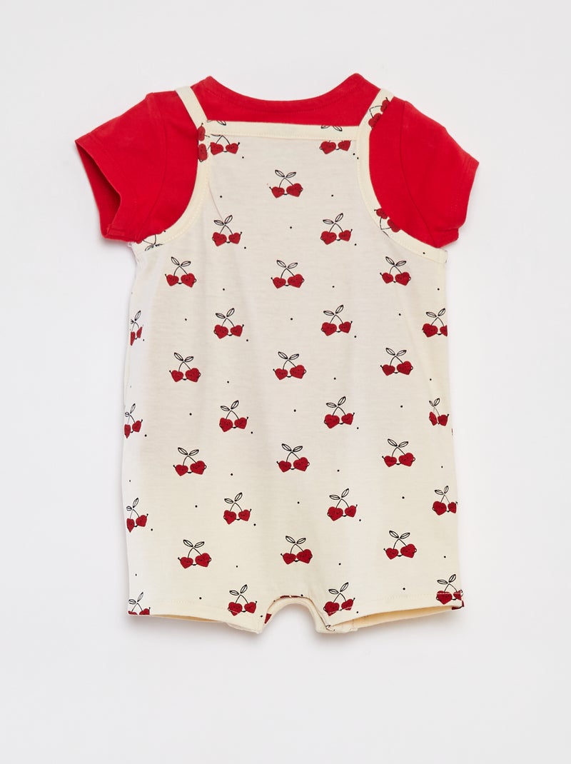 T-shirt + tuta corta con stampa a fiori - 2 pezzi BIANCO - Kiabi