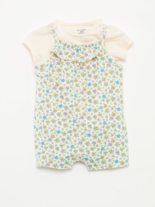 T-shirt + tuta corta con stampa a fiori - 2 pezzi - Kiabi