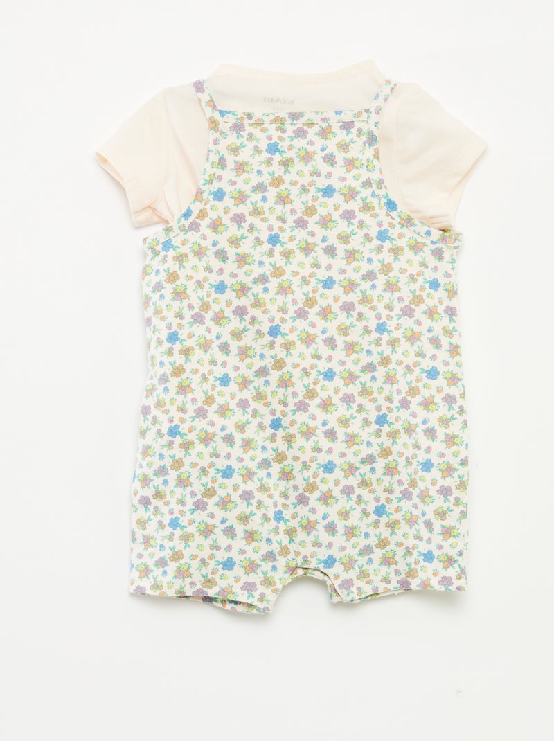 T-shirt + tuta corta con stampa a fiori - 2 pezzi ROSA - Kiabi
