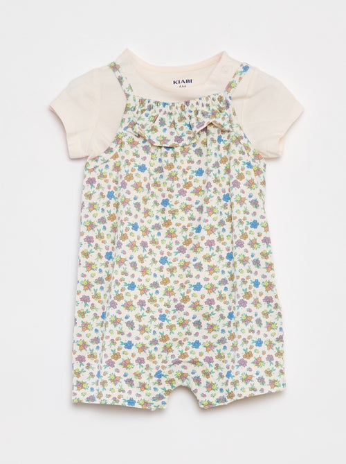 T-shirt + tuta corta con stampa a fiori - 2 pezzi - Kiabi