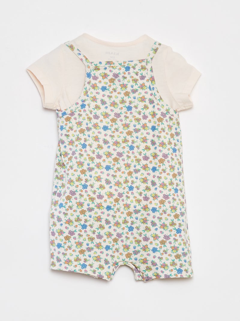 T-shirt + tuta corta con stampa a fiori - 2 pezzi ROSA - Kiabi