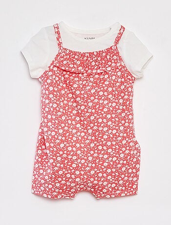 T-shirt + tuta corta con stampa a fiori - 2 pezzi