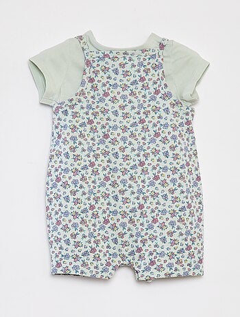 T-shirt + tuta corta con stampa a fiori - 2 pezzi
